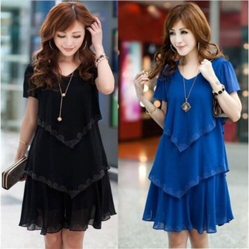 Brand Women 2019 Summer Dress plus size Chiffon Short sleeve Tunic Casual Vintage Party Rockabilly Long Dresses vestido