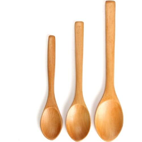 1Pcs Small Mini Wooden Spoons For Kids Honey Kitchen Using Condiment Spoon Cucharas Colheres