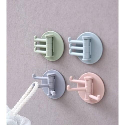 1pcs Rotatable Seamless Adhesive Hook Strong Bearing Stick Hook Kitchen Wall Hanger Bathroom Kitchen supplies Hooks Dropshipping