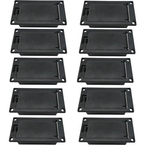10Pcs 9V Battery Box/Holder/Case Compartment Cover with 9 Volt Battery Clip for Guitar Bass Pickup Replacement Accessory
