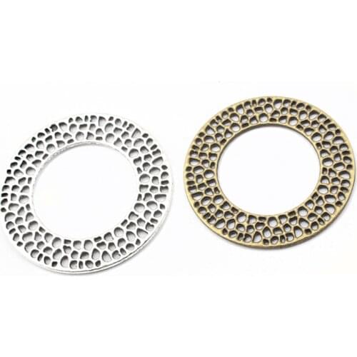 10pcs Vintage Bronze 30mm 50mm Round Hollow Ring Circle Charms Pendants For DIY Crafts Jewelry Findings Making Gifts