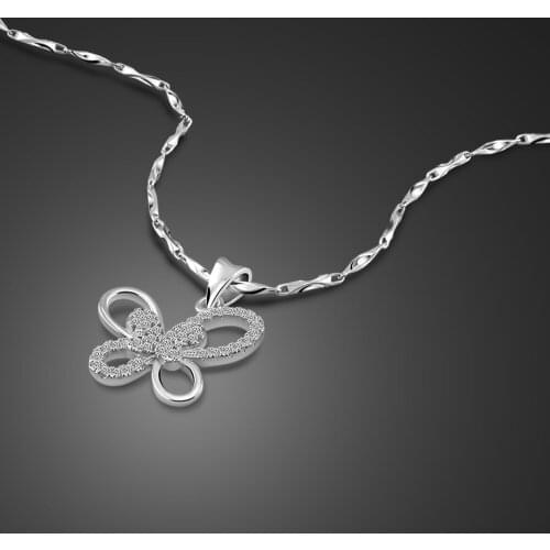 100% 925 Sterling Silver Chain Butterfly Pendant Choker Necklace Women Collares Bohemian Beach Fine Jewelry Gift