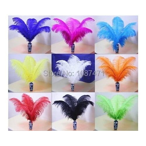 100pcs 40-45 cm 16-18 inch Dyed color mix fluffy ostrich feathers plumeswedding party home decoration for table bulk sale