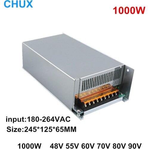 1000W Switching Power Supply 48v 55v 60v 70v 80v 90v 110v DC to AC Single Output LED Transformer input AC110V or 220V SMPS