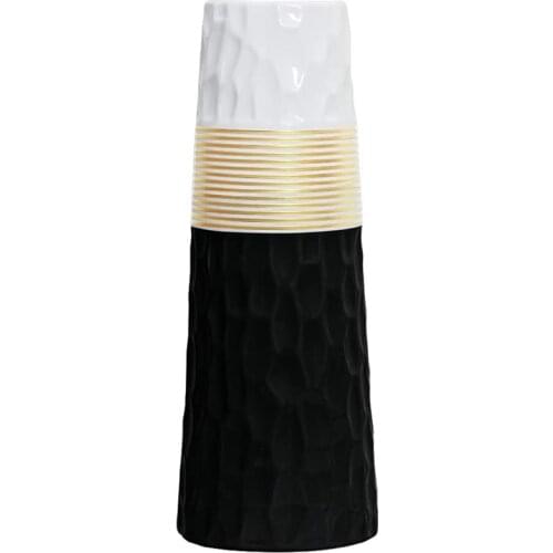 11 Inch Black White Gold Finish Ceramic Flower Vase Home Decor Vase and Table Centerpieces Vase - perfect Gifts