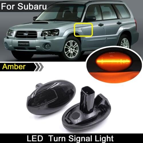 2Pcs For Subaru Liberty Forester Impreza WRX STi Smoked Lens Car Front LED Side Marker Light Amber Turn Signal Lamp