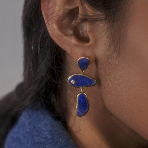 2021 Pri Jin New Drop Earrings Personality Fashion Blue Oil Drop Earrings Ins Popular Jewelry Manufacturers Women Party Earrings