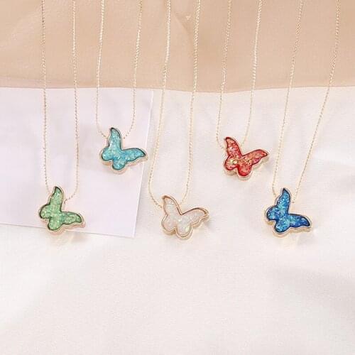 2020 Multicolor Butterfly Pendant Necklaces For Women Girls Fashion All-match Necklace Elegant Choker Necklace Fashion Jewelry