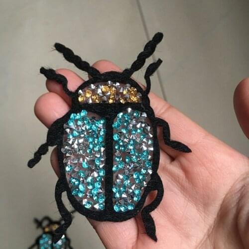 3D Rhinestones Ladybug Patches Iron on Appliqued Patch DIY Cloth Accessories Decal Beaded Insects Lady Beetle Patches 5Pcs/set