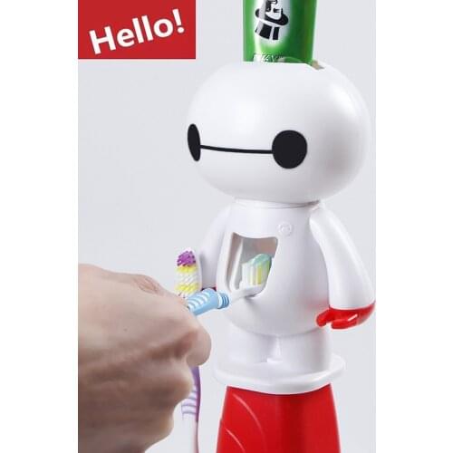 Bathroom Products Cartoon Automatic Toothpaste Dispenser Cute Squeezers Bathroom Accessories Set Toothbrush Holder For Kids