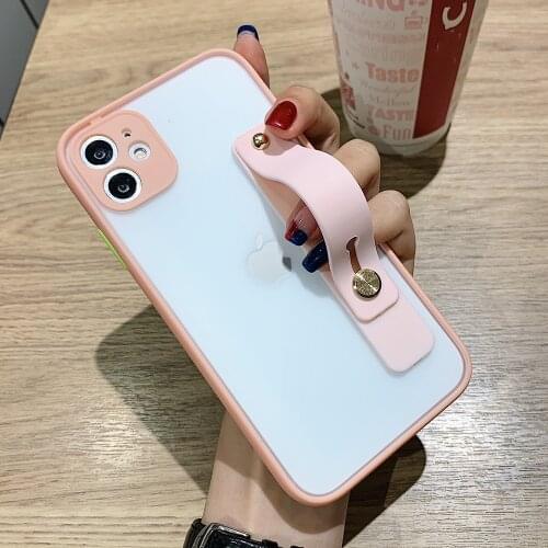 Camera Protection Wrist Strap Phone Case For iPhone SE 2020 12 11Pro Max XR XS Max X 7 8 Plus Shockproof Transparent Soft Cover