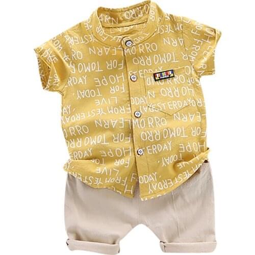 Brand New Summer Baby Boys Suit Casual Letters Print Kids Boy T-shirt Tops+Shorts Suits Short Sleeve Children Costume Set