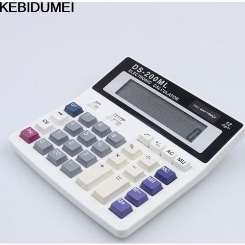 Electronic 12 digits portable calculator solar desk calculator DS-200ML Office shop home using DS-200ML Commercial Tool