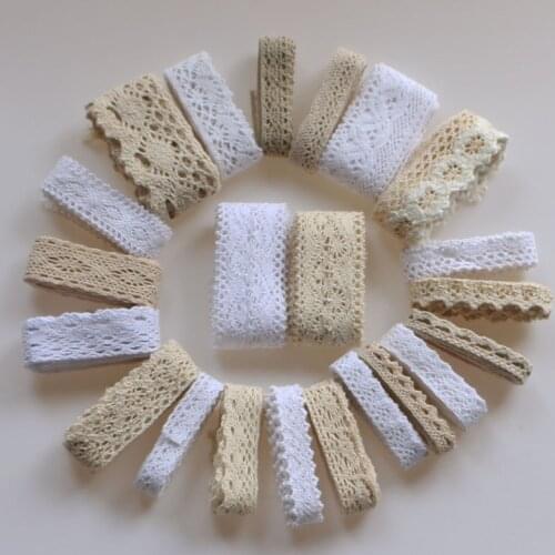 5 yards of White Beige Cotton Embroidered Flower bud silk screen ribbon fabric with the edge of manual sewing process materials