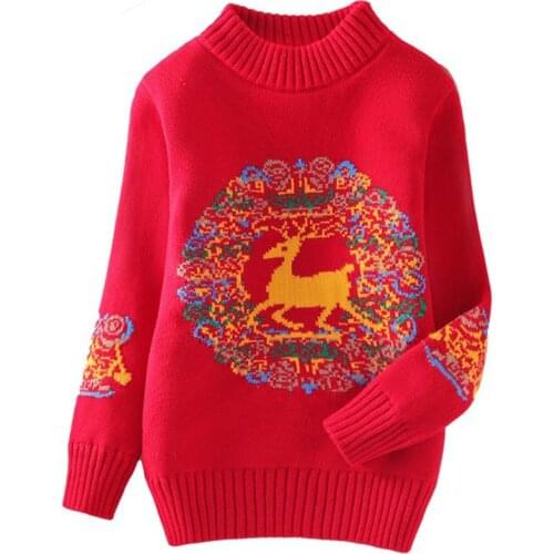Girls cotton knit sweater childrens round neck knit sweater coat