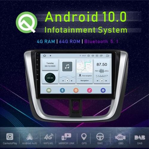 JSTMAX 10.2" Android 10.0 Car GPS Player For Toyota Vios Yaris Stereo 2017 Auto Stereo Multimedia Player