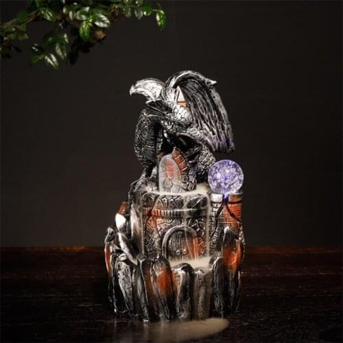 Handmade Backflow Incense Burner Resin Fly Dragon LED Lights Incense Holder Waterfall Porta Incenso Home Office Decor EB5XX