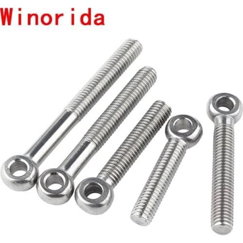 M5M6M8M10M12 304 Stainless Steel Lengthening Sheep Eye Half-Thread Screw Fish Eye Screw O Type Hanging Ring Joint Bolt 5Pcs