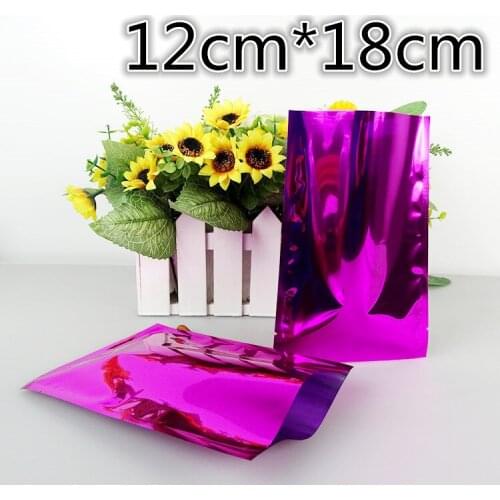 12*18cm Purple Aluminum Foil Coffee Packaging Bag 100Pcs Heat Seal Mylar Foil Pouch Plain Pocket For Food Tea Storage Vacuum Bag