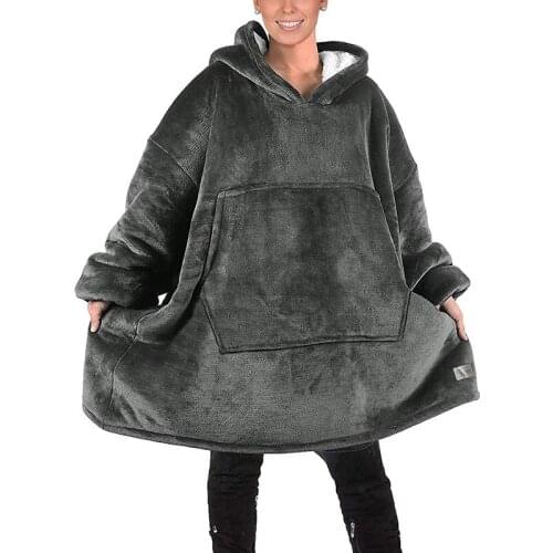 Soft One Size Fit All Sweatshirt Blanket Microfiber Plush Coral Fleece Sherpa Blanket With Sleeves Super Soft Warm Winter Hooded