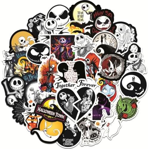 50pcs Nightmare Before Christmas Halloween movie Sticker pack fans anime paster cosplay scrapbooking diy phone laptop decoration