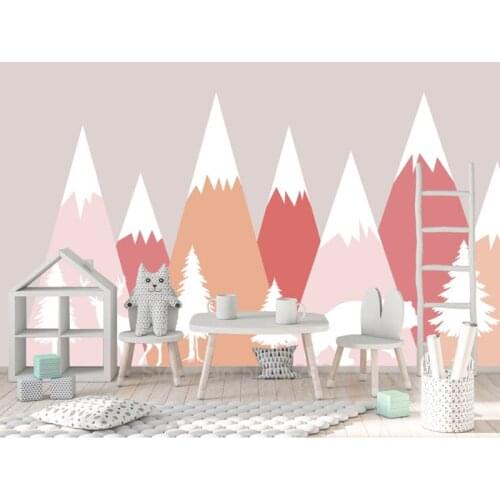 Mountains Wall Decal Nursery Girl Woodland Mural Large Pink Mountains Vinyl Sticker Nursery Wall Decor Kids Room Decor Z413