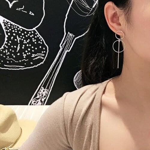 Hot Fashion Earrings Punk Simple Gold/ Silver Color Long Section Tassel Pendant Size Circle Earrings for Women Gifts Wholesale