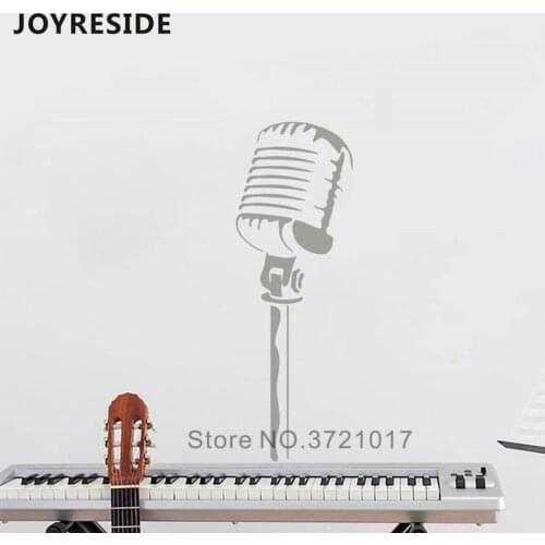 JOYRESIDE Sing Recording Mics Wall Decals Music Microphone Art Style Wall Sticker Home Rooms Wall Decor Vinyl Wall Decal WM299