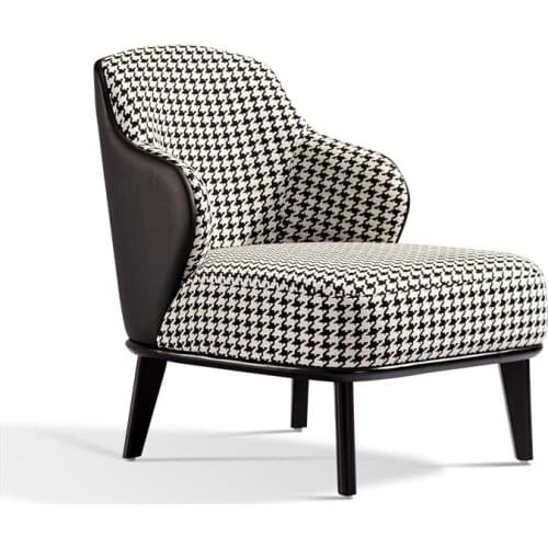 Luxurious Hotel Soft Sofa Chair Wooden Upholstered Leather Solid Wood Frame Leslie Armchair Lounge Chair Recliner