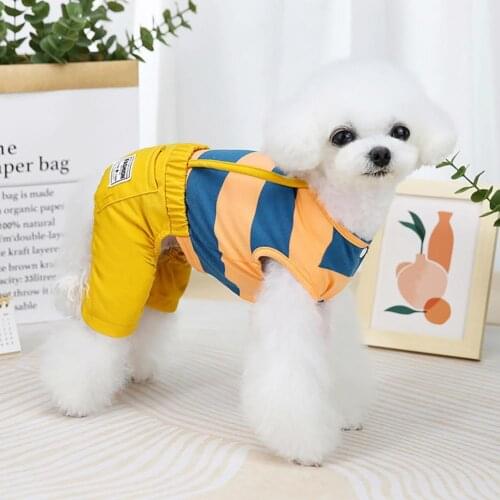 Pet Overall Stripe Soft Cotton Fashion Puppy Jumpsuit for Walking