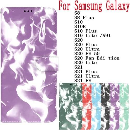 Sunjolly For Samsung Galaxy S8 S10 Plus S10E S10 Lite S20 S21 Plus Ultra FE Case Cover coque Leather Case Flip Card Wallet Stand