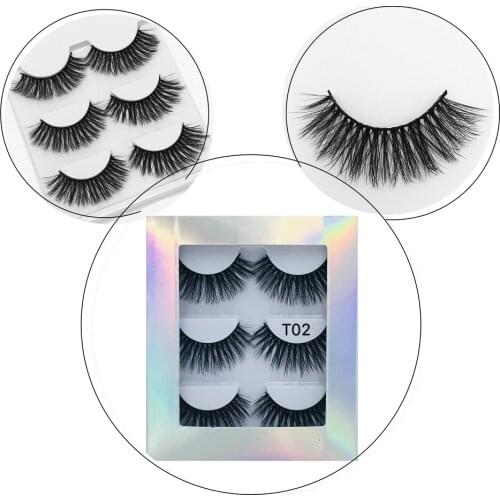Flash girl thick eyelashes 18-20MM T series 10 styles 3pairs 3D 100% handmade Mink lasheswith Laser silver box
