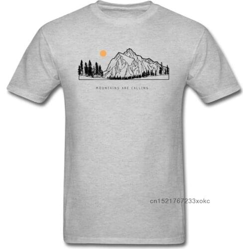 Tops Shirts Mountains are Calling Autumn Hot Sale Unique Short Sleeve Pure Cotton Round Neck Mens T-shirts Unique Tee Shirt