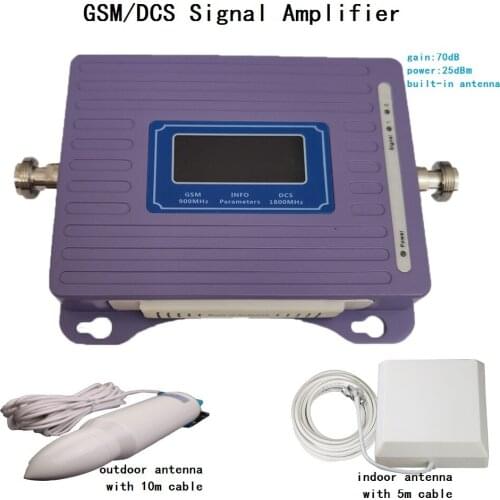 Cellular Signal Booster Repeater GSM 900 1800 Amplifier GSM 2G 4G Repeater Internet Cell Phone Amplifier + Flat/Ceiling antenna