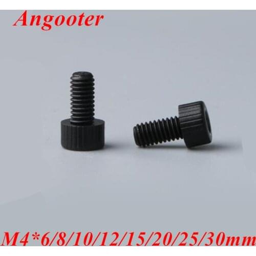 100pcs DIN912 M4 Black Nylon Hexagon Socket Hex Head Cap Screw Allen Knurled Bolts Hand Screws Nuts M4*6/8/10/12/15/20/25/30mm