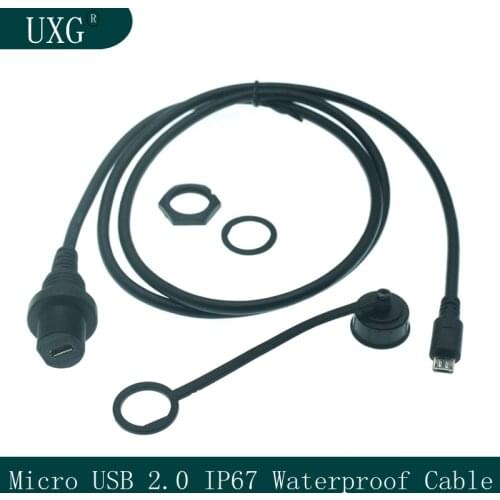 30cm Micro USB 2.0 IP67 Waterproof Cable,Micro-USB 5pin IP 67 Male to Female Panel Mount Water Proof Connector Extension cord