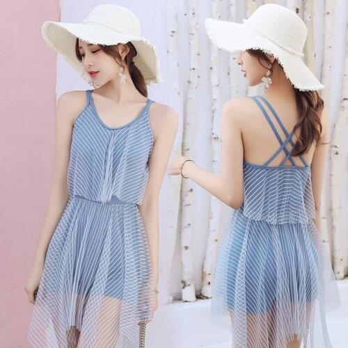 2020 One-Piece Skirt Swimsuit Womens Belly Covering Slimming Conservative Small Bust Gathering Sexy Hot Spring Swimsuit 8059