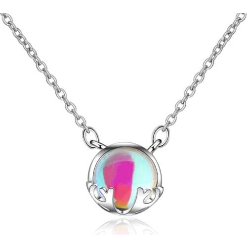 New Beautiful Female Fresh Antler 925 Sterling Silver Jewelry Deer Gradient Moonstone Crystal Animal Elk Women Necklaces H427