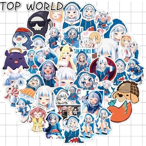 10/50Pcs/set Cartoon Anime Girl Kawaii Cute Gawr Gura Sticker For Laptop Luggage Phone Case Skateboard Luggage Kids Diy Toy