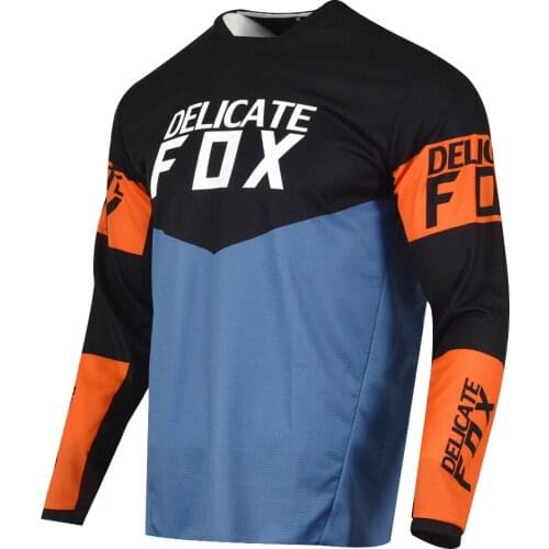 2021 Delicate Fox Revn Blue Steel Jersey Motocross MX MTB DH Mountain Downhill Dirt Bike Off Road ATV Shirt for Men