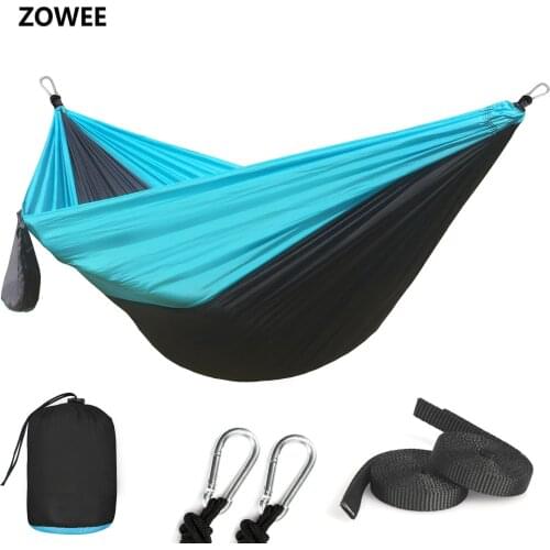 210T Nylon Parachute Hammock Light Weight Outdoor Camping Portable Single Hammock with hammock ropes and hammock carabiners
