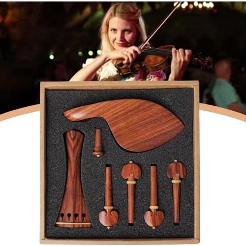 4/4 Violin Kit Full Size Violin Accessories High-grade Rosewood Violin Peg Tailpiece Chin Rest End Pin