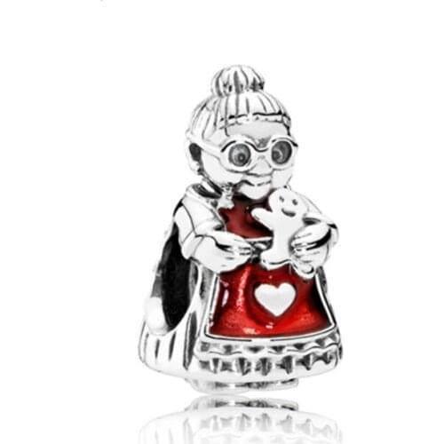 5PCS Silver Plated Bead Alloy Grandmother And Snow Bead European Christmas Bead Fit Bracelet&Bangle Jewelry Accessories