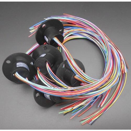 5Pcs X 12 Lead Wires 250Rpm 22mm 2A Per Circuits Small Capsule Slip Ring 1000M/500VDC 220V/AC Engineering Plastics 360 Degrees