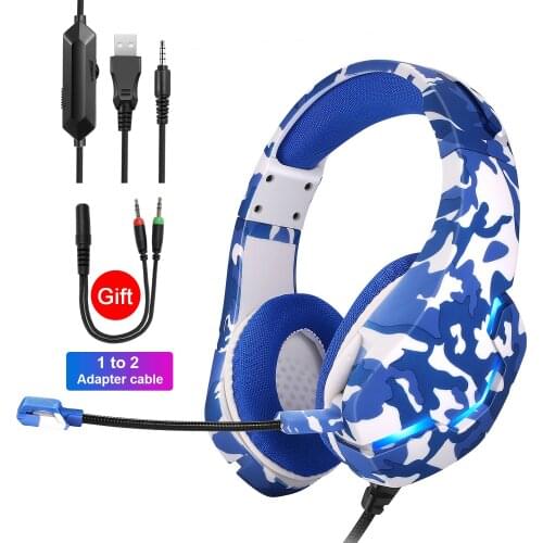 7 Colors LED Light Wired Headphones with Microphone Noise Cancelling Gamer Headset For Computer Game XBox One PS4 PS5 Fifa 21
