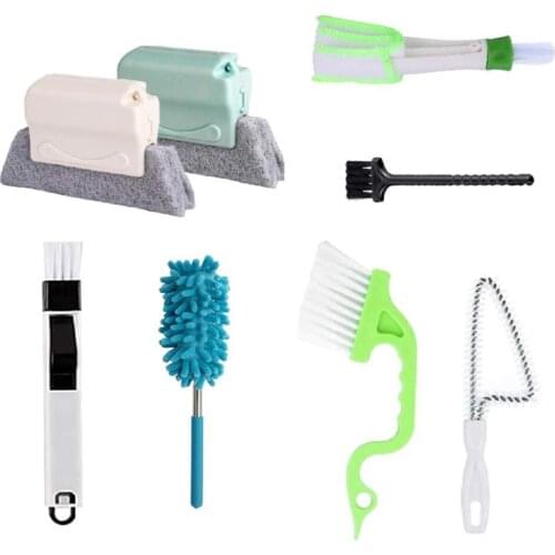 8 PCS Hand-held Gap Cleaning Brush Groove Corner Plastic For Sliding Door Tile Lines Shutter Car Vents Air Conditioner Keyboard