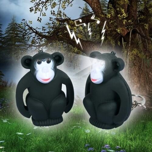 FREE SHIPPING BY DHL 200pcs/lot 2015 Plastic LED Gorilla Shaped Keychains with Sound Novelty Children Toy Keyrings