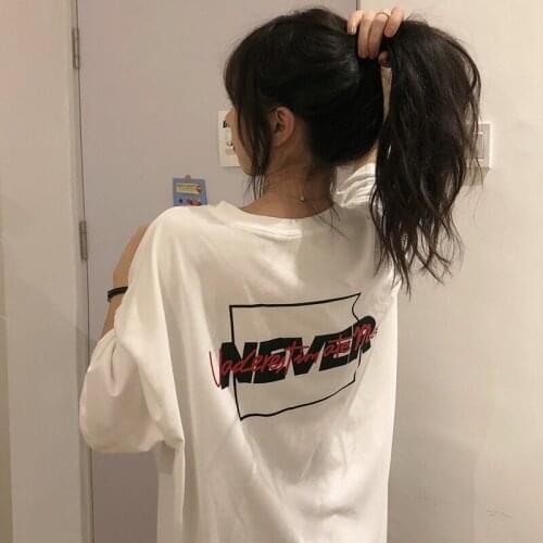 Summer personality printed short-sleeved printed t-shirt female Harajuku style loose Harajuku style top T-shirt all-match female