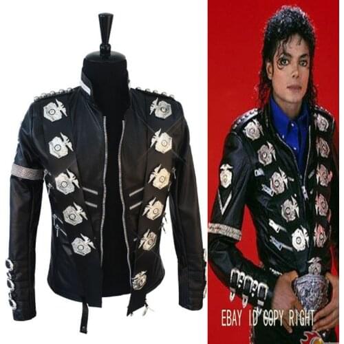 Rare MJ Michael Jackson Classic BAD Jacket With Silver Eagle Badges Punk Matel Exactly Same High Fashion Collection Show Gift