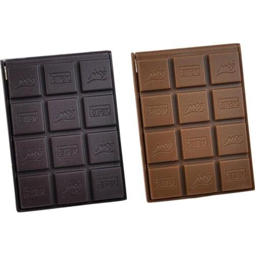 2PCS Makeup Mirrors Chocolate Compact Pocket Mirror Portable Cosmetic Mirror With Comb Makeup Accessories Dark Brown Light Brown